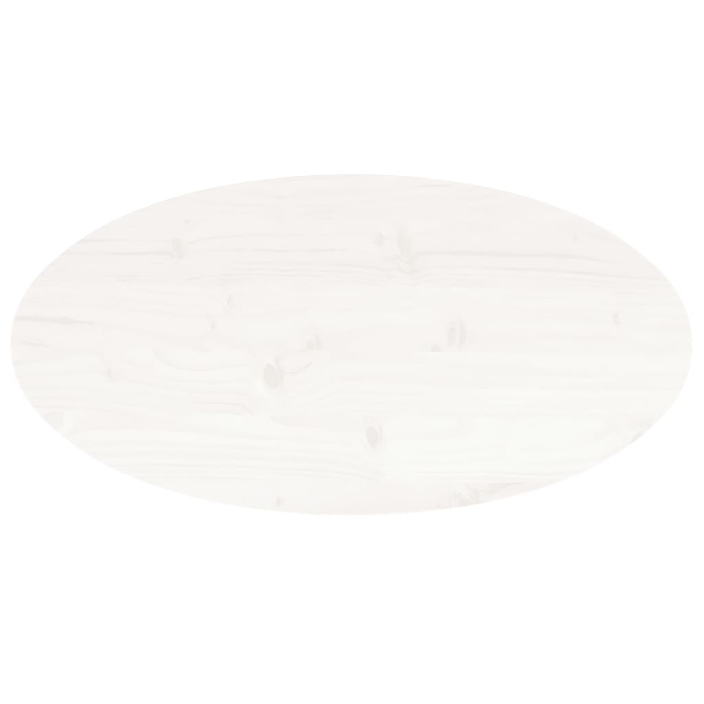 Stolní Deska Bílá 80 X 40 X 2,5 Cm Masivní Borové Dřevo Oválná