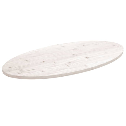 Stolní Deska Bílá 100 X 50 X 2,5 Cm Masivní Borové Dřevo Oválná