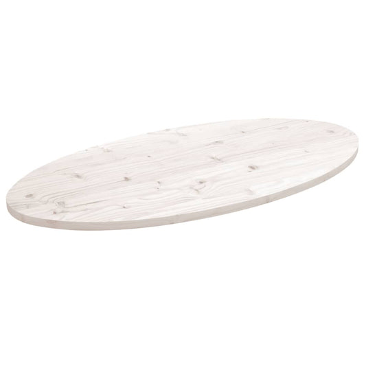 Stolní Deska Bílá 100 X 50 X 2,5 Cm Masivní Borové Dřevo Oválná