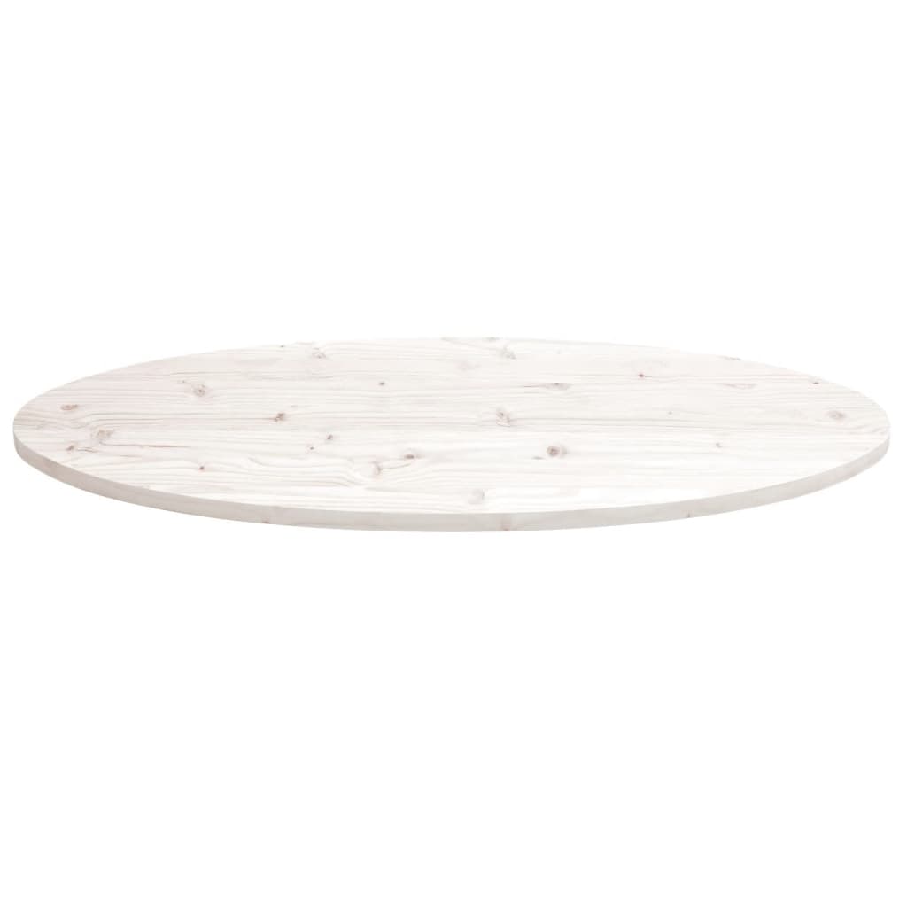 Stolní Deska Bílá 100 X 50 X 2,5 Cm Masivní Borové Dřevo Oválná