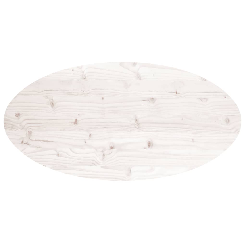 Stolní Deska Bílá 100 X 50 X 2,5 Cm Masivní Borové Dřevo Oválná