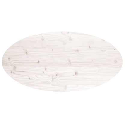 Stolní Deska Bílá 100 X 50 X 2,5 Cm Masivní Borové Dřevo Oválná