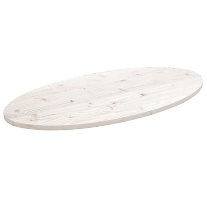 Stolní Deska Bílá 110 X 55 X 2,5 Cm Masivní Borové Dřevo Oválná