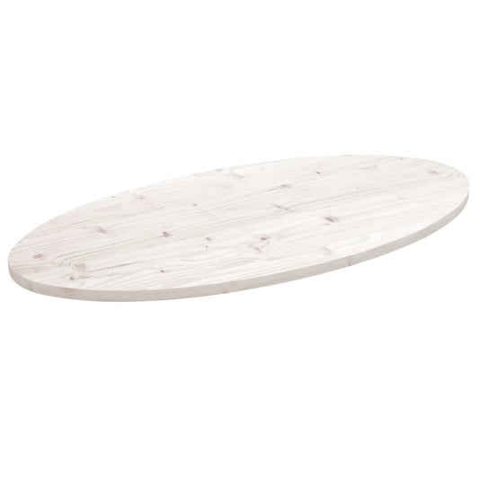 Stolní Deska Bílá 110 X 55 X 2,5 Cm Masivní Borové Dřevo Oválná