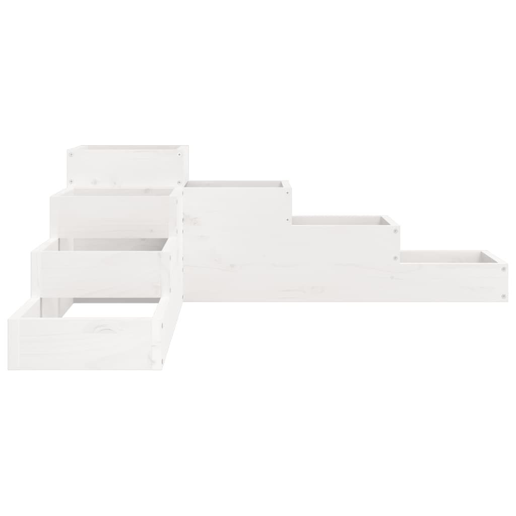 Nástěnný Truhlík 4Patrový 106X104,5X36 Cm Bílý Masivní Borovice