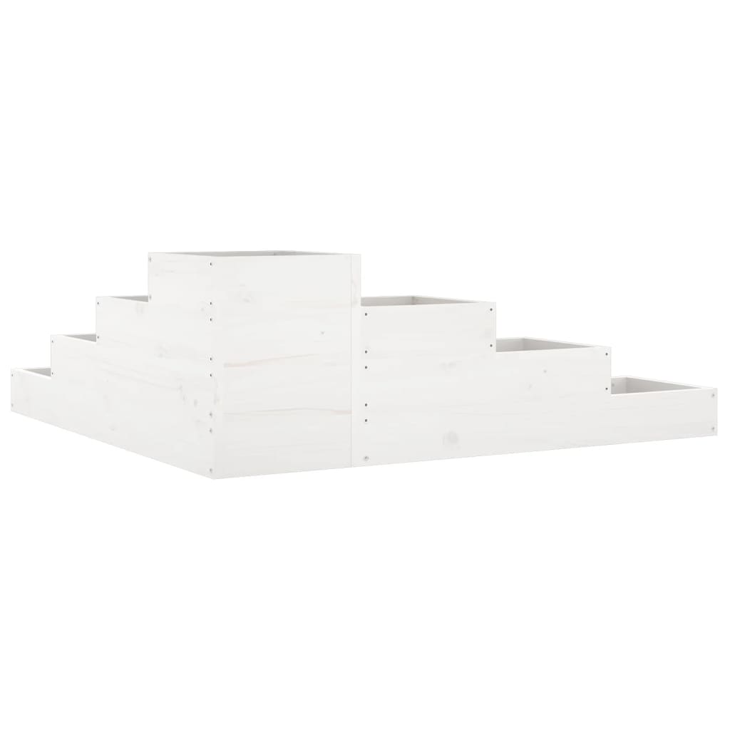Nástěnný Truhlík 4Patrový 106X104,5X36 Cm Bílý Masivní Borovice