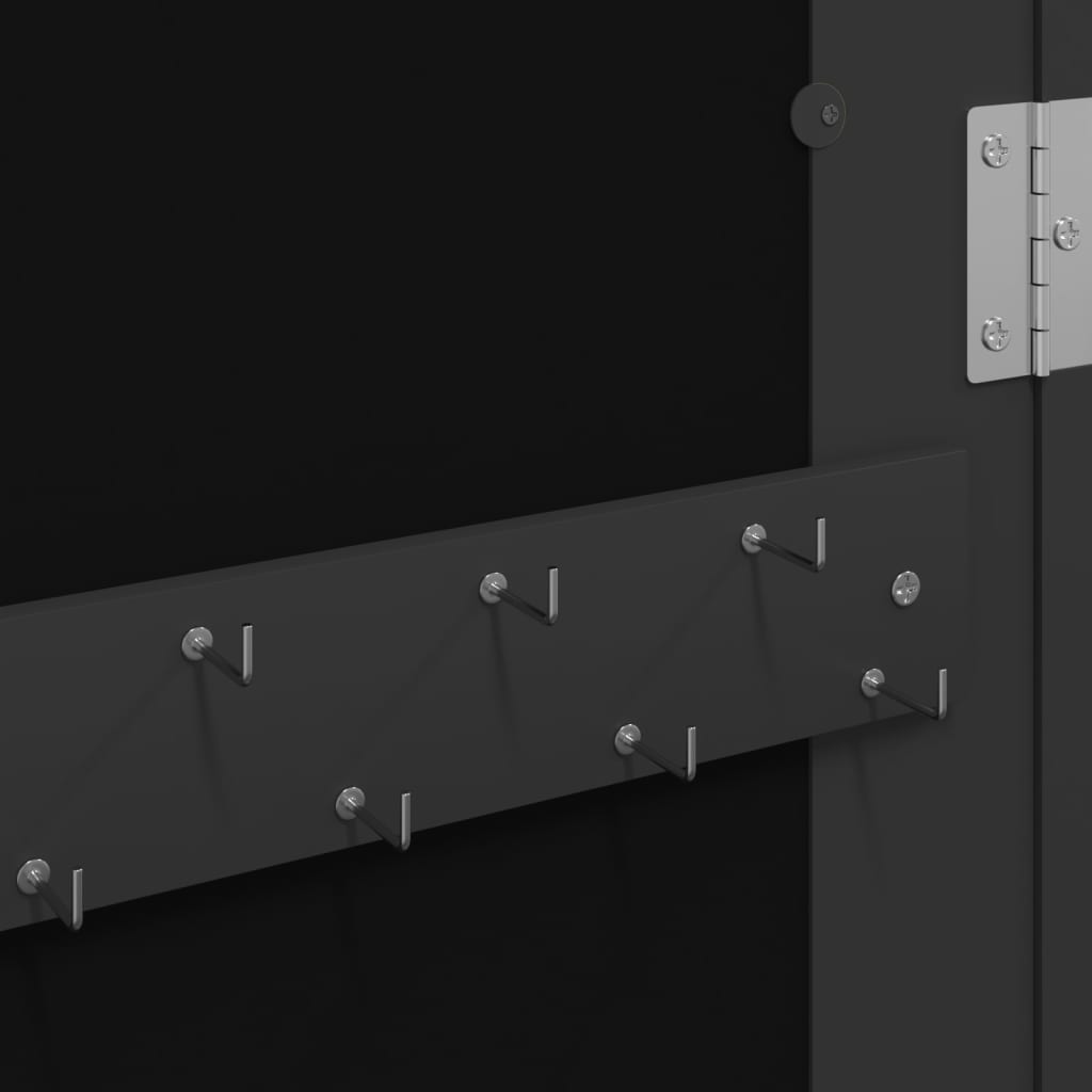 Zrcadlová Šperkovnice Nástěnná Černá 30 X 8,5 X 90 Cm