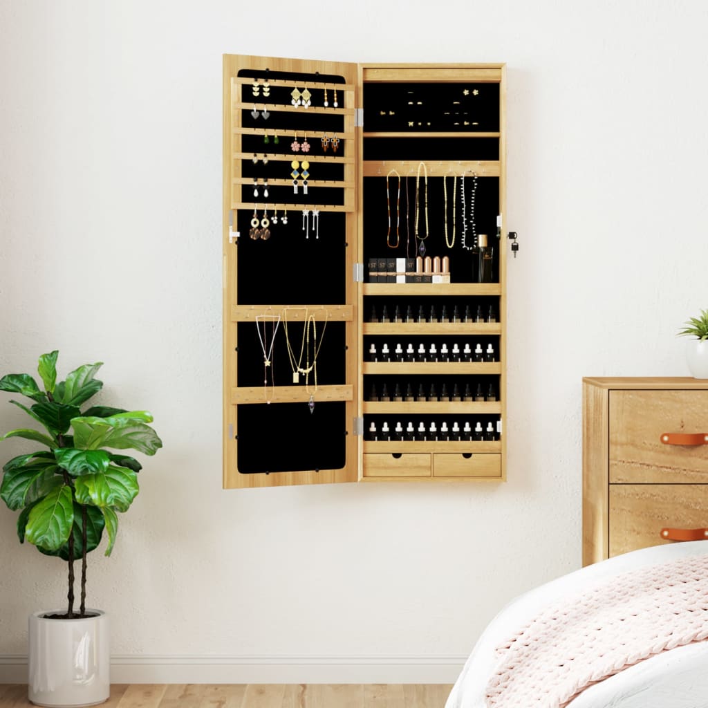 Zrcadlová Šperkovnice S Led Světly Nástěnná Černá