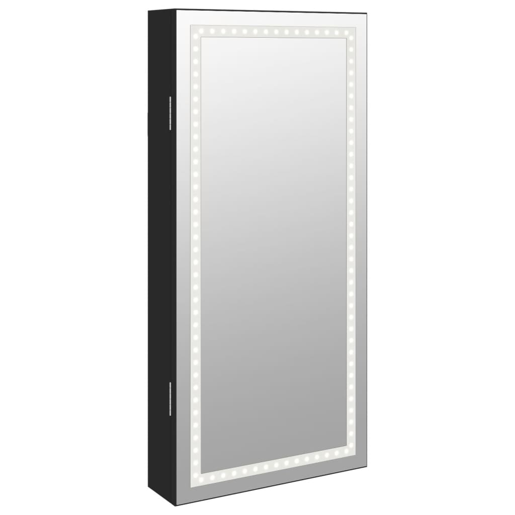 Zrcadlová Šperkovnice S Led Světly Nástěnná Černá