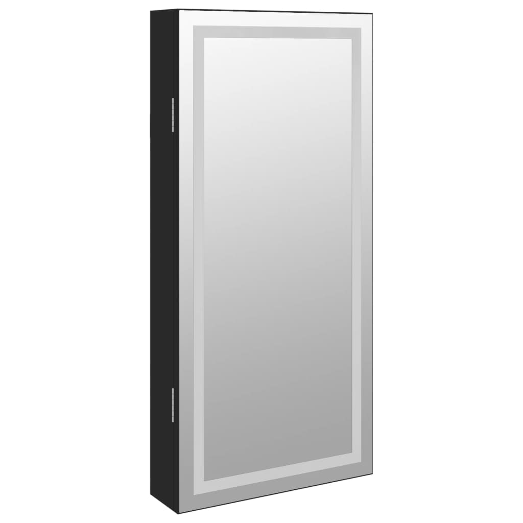 Zrcadlová Šperkovnice S Led Světly Nástěnná Černá