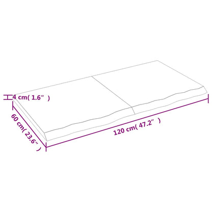 Nástěnná Police Hnědá 120X60X(2-4)Cm Ošetřený Masivní Dub Světle Hnědá