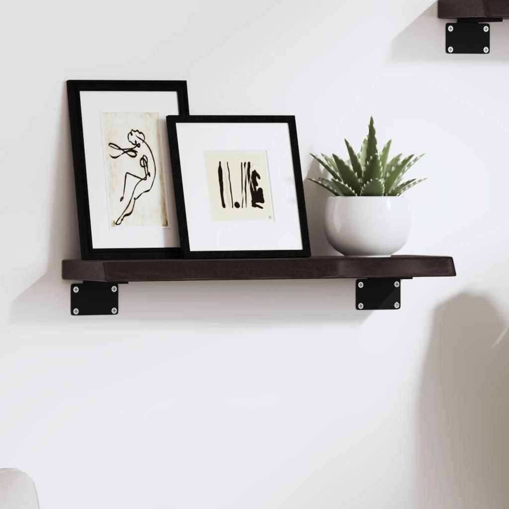 Nástěnná Police 200X60X(2-4)Cm Ošetřený Masivní Dub Tmavě Hnědá