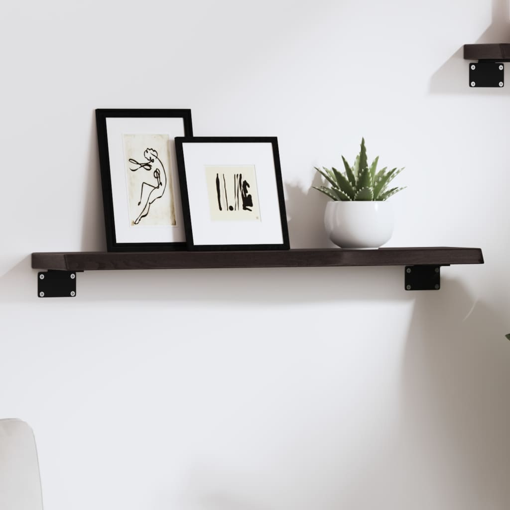 Nástěnná Police 200X60X(2-4)Cm Ošetřený Masivní Dub Tmavě Hnědá