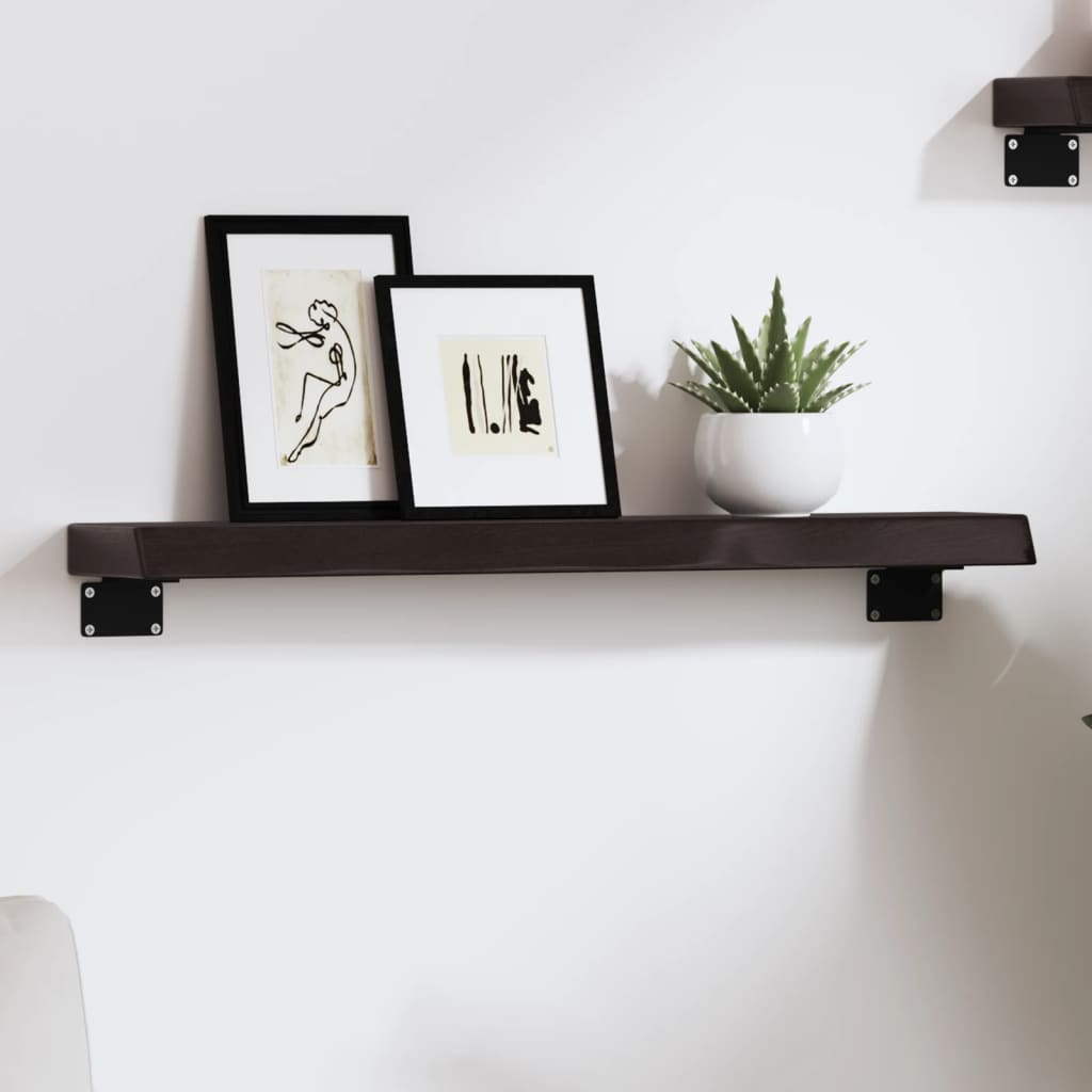Nástěnná Police 200X60X(2-4)Cm Ošetřený Masivní Dub Tmavě Hnědá