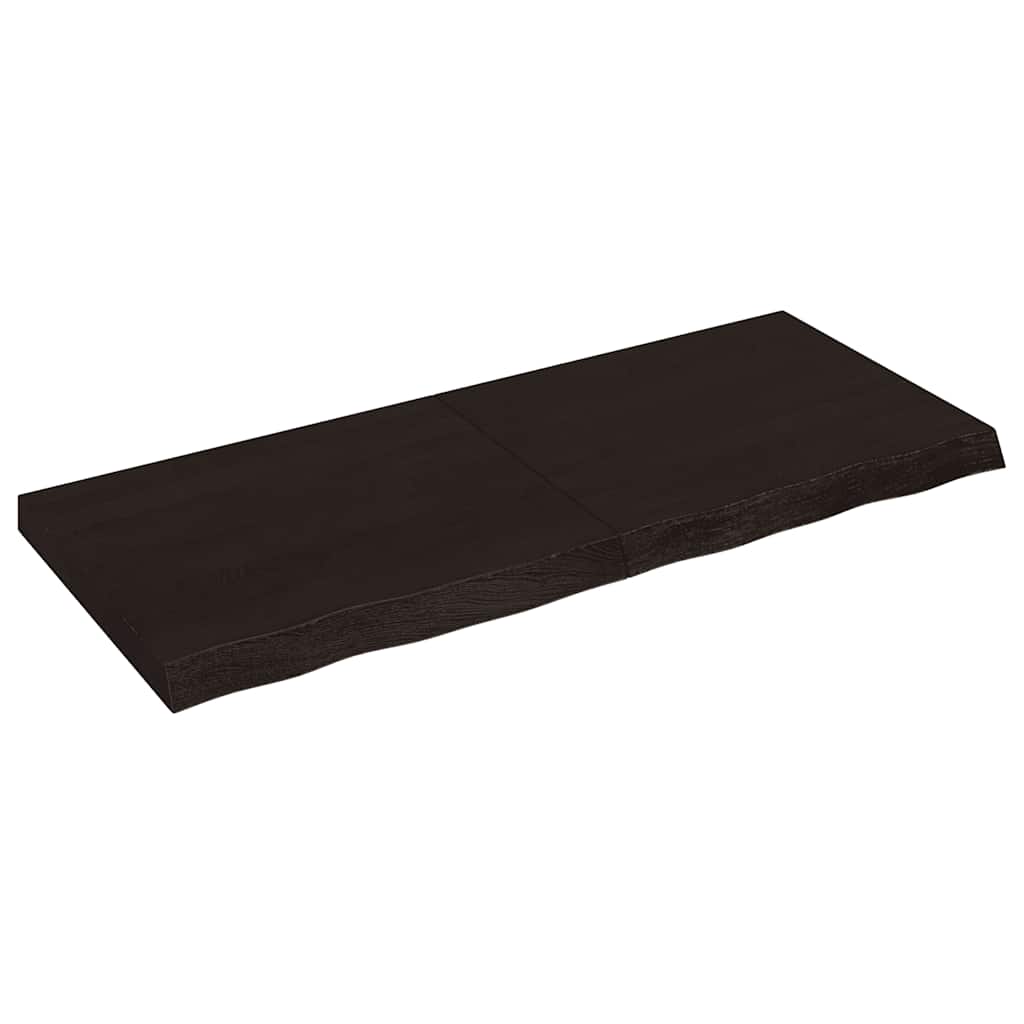 Nástěnná Police 200X60X(2-4)Cm Ošetřený Masivní Dub Tmavě Hnědá