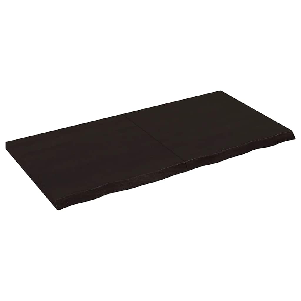 Nástěnná Police 200X60X(2-4)Cm Ošetřený Masivní Dub Tmavě Hnědá