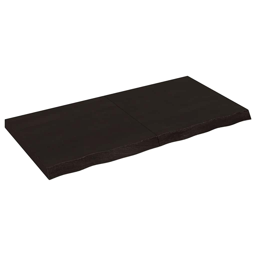 Nástěnná Police 200X60X(2-4)Cm Ošetřený Masivní Dub Tmavě Hnědá