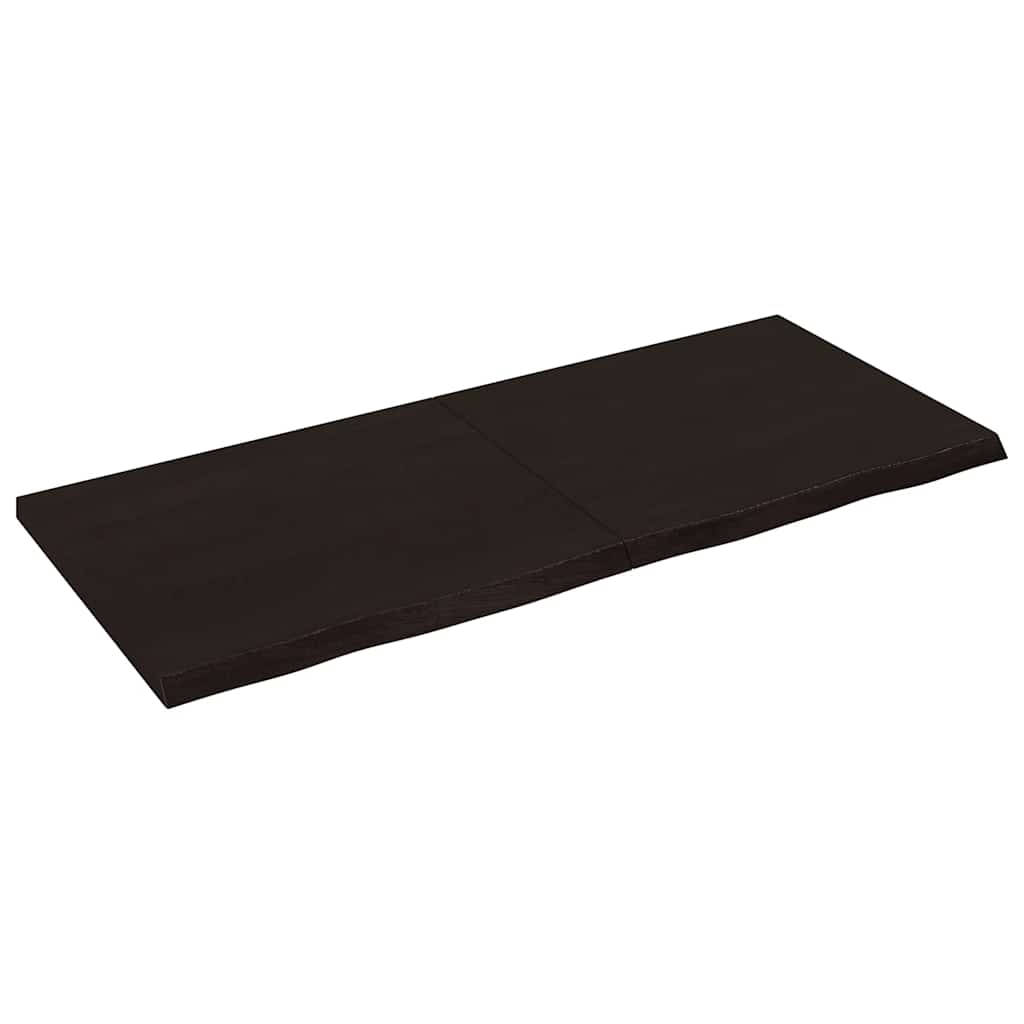 Nástěnná Police 200X60X(2-4)Cm Ošetřený Masivní Dub Tmavě Hnědá