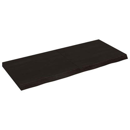 Nástěnná Police 200X60X(2-4)Cm Ošetřený Masivní Dub Tmavě Hnědá
