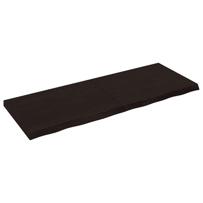 Nástěnná Police 200X60X(2-4)Cm Ošetřený Masivní Dub Tmavě Hnědá