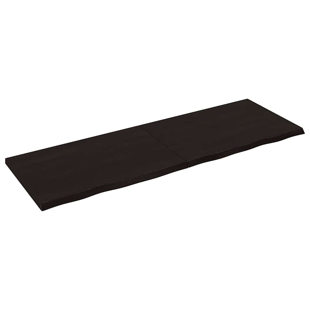 Nástěnná Police 200X60X(2-4)Cm Ošetřený Masivní Dub Tmavě Hnědá