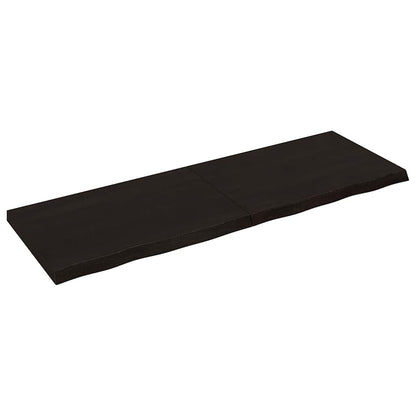 Nástěnná Police 200X60X(2-4)Cm Ošetřený Masivní Dub Tmavě Hnědá