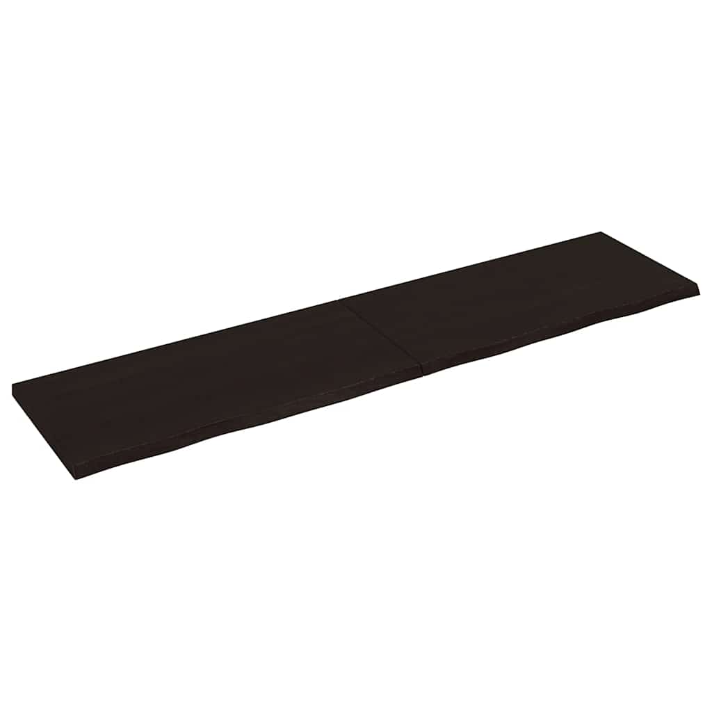 Nástěnná Police 200X60X(2-4)Cm Ošetřený Masivní Dub Tmavě Hnědá