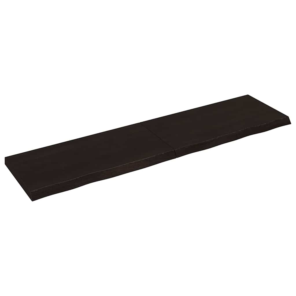 Nástěnná Police 200X60X(2-4)Cm Ošetřený Masivní Dub Tmavě Hnědá