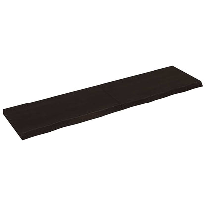 Nástěnná Police 200X60X(2-4)Cm Ošetřený Masivní Dub Tmavě Hnědá