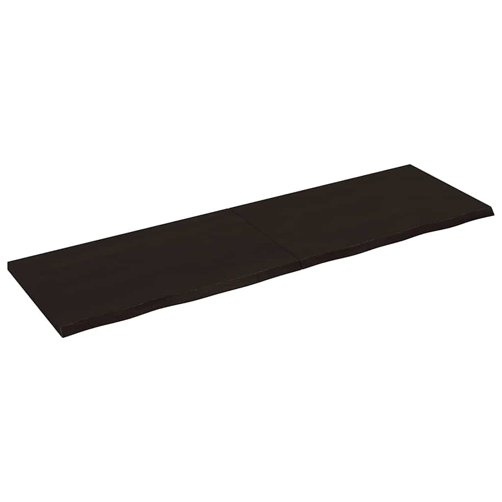 Nástěnná Police 200X60X(2-4)Cm Ošetřený Masivní Dub Tmavě Hnědá