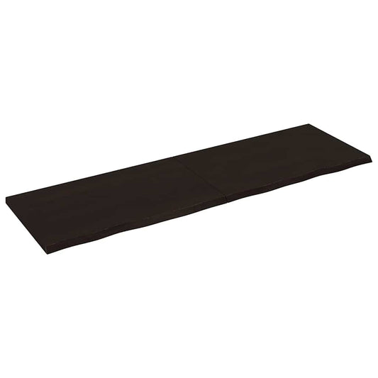 Nástěnná Police 200X60X(2-4)Cm Ošetřený Masivní Dub Tmavě Hnědá