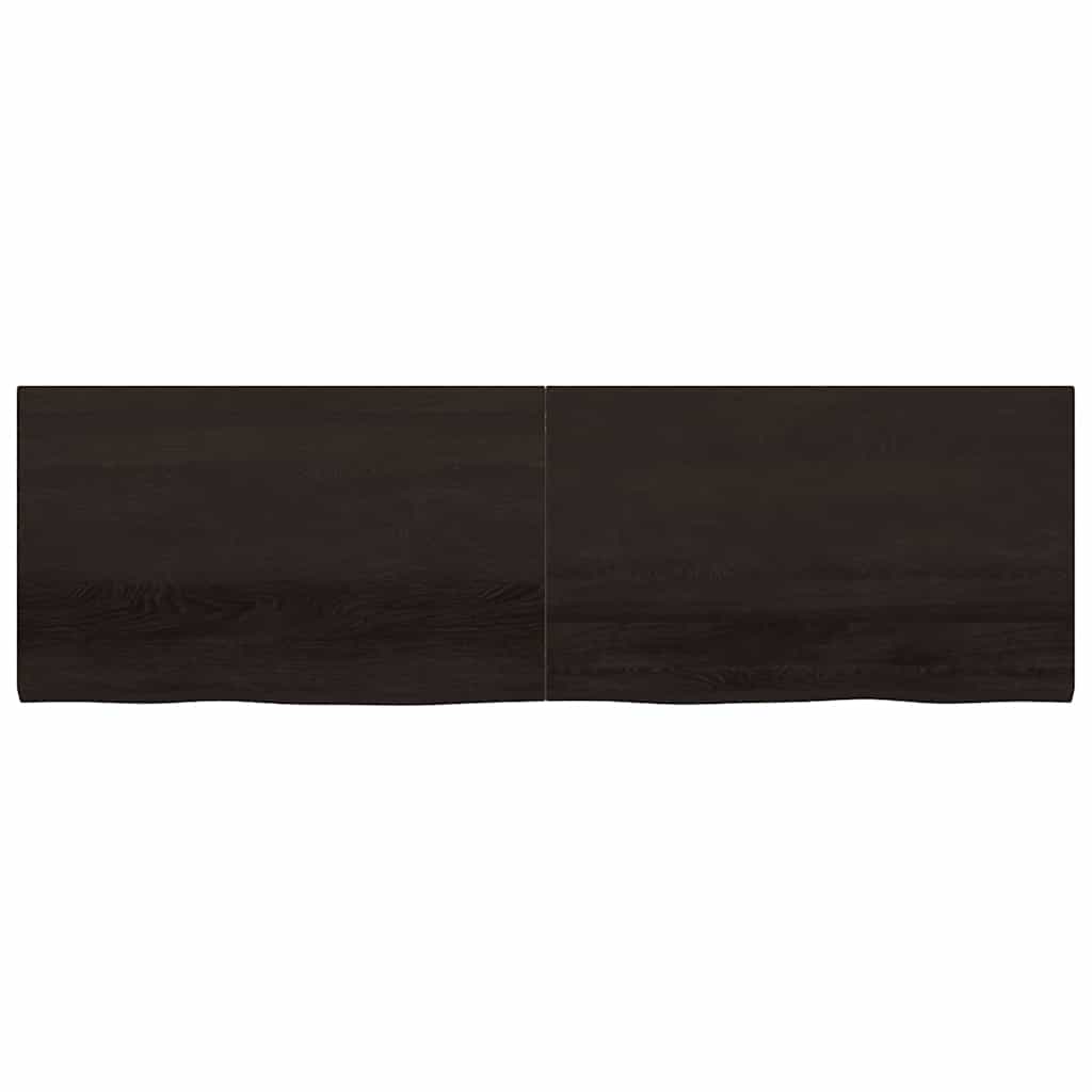 Nástěnná Police 200X60X(2-4)Cm Ošetřený Masivní Dub Tmavě Hnědá