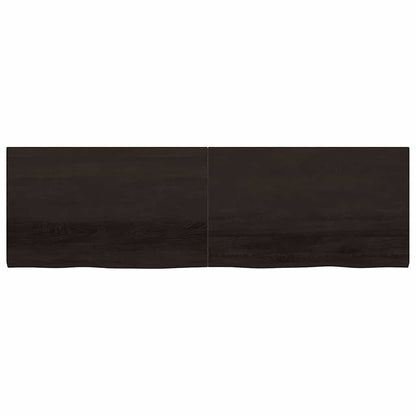 Nástěnná Police 200X60X(2-4)Cm Ošetřený Masivní Dub Tmavě Hnědá
