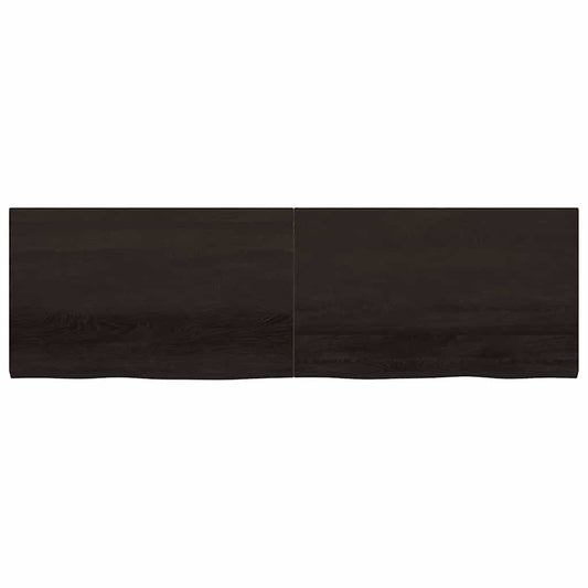 Nástěnná Police 200X60X(2-4)Cm Ošetřený Masivní Dub Tmavě Hnědá