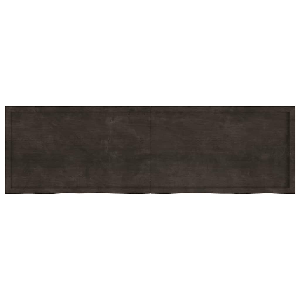 Nástěnná Police 200X60X(2-4)Cm Ošetřený Masivní Dub Tmavě Hnědá