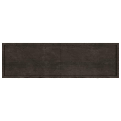 Nástěnná Police 200X60X(2-4)Cm Ošetřený Masivní Dub Tmavě Hnědá
