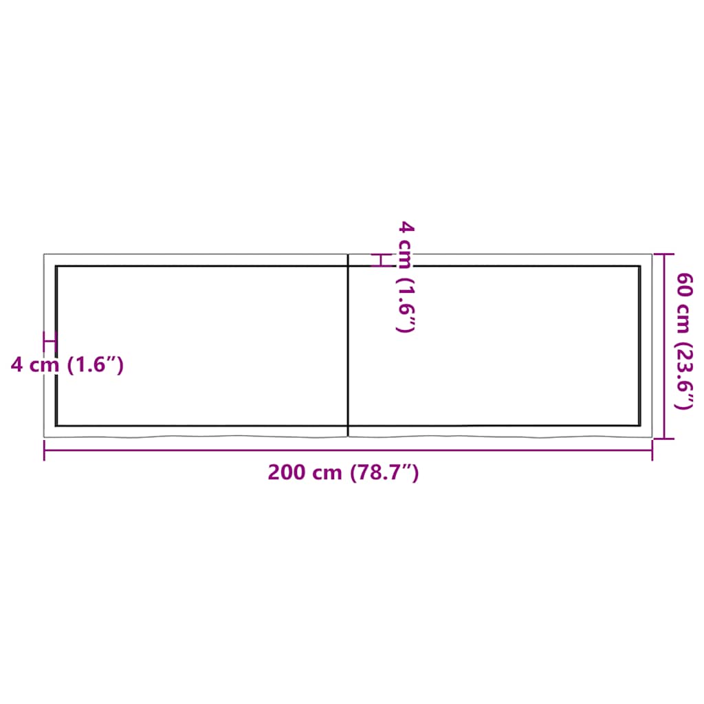 Nástěnná Police 200X60X(2-4)Cm Ošetřený Masivní Dub Tmavě Hnědá