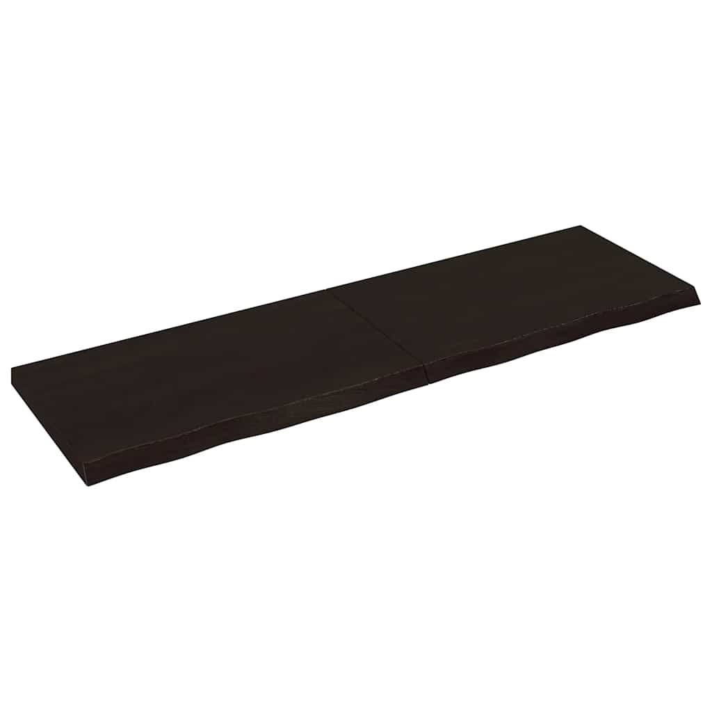 Nástěnná Police 200X60X(2-4)Cm Ošetřený Masivní Dub Tmavě Hnědá
