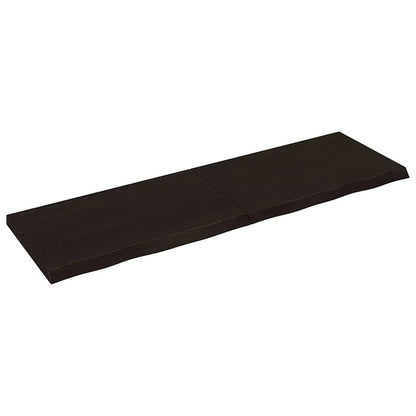 Nástěnná Police 200X60X(2-4)Cm Ošetřený Masivní Dub Tmavě Hnědá