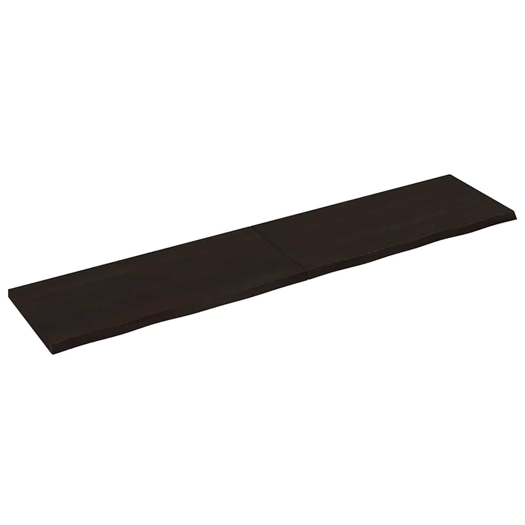 Nástěnná Police 200X60X(2-4)Cm Ošetřený Masivní Dub Tmavě Hnědá