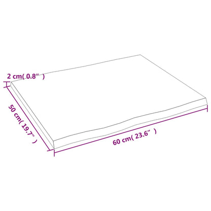 Stolní Deska Světle Hnědá 60X50X2 Cm Ošetřený Dub Živá Hrana