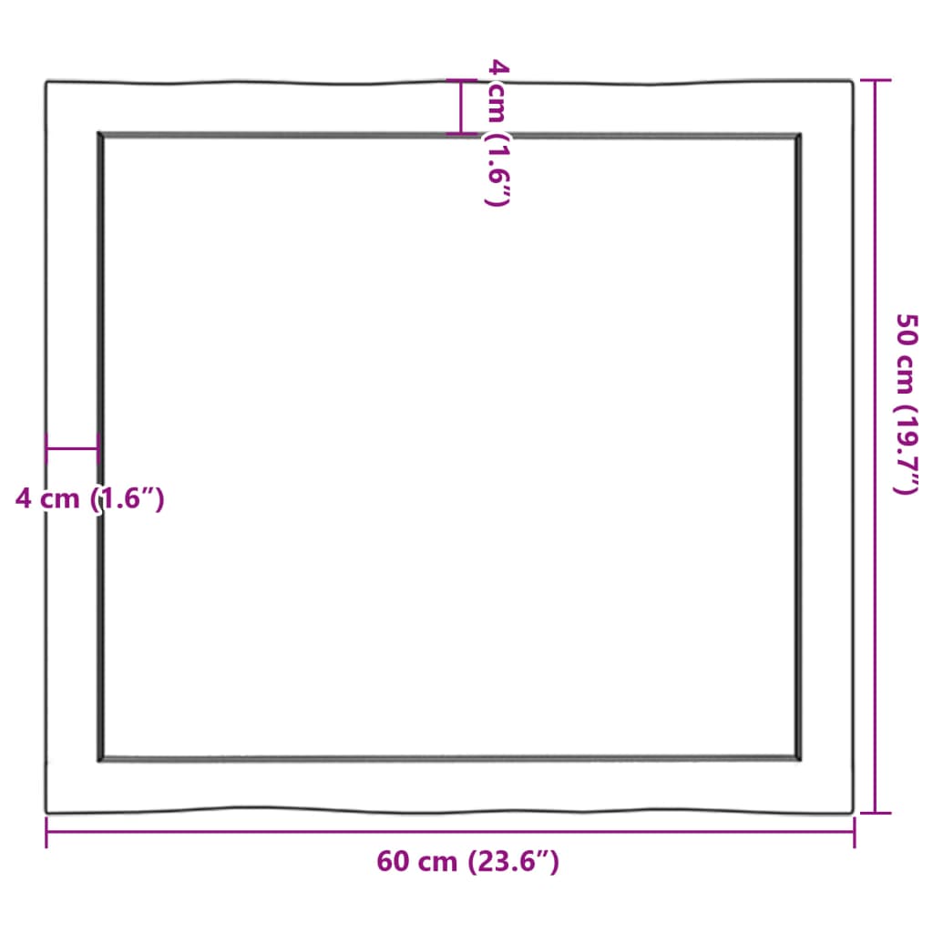 Stolní Deska Světle Hnědá 60X50X(2-4)Cm Ošetřený Dub Živá Hrana
