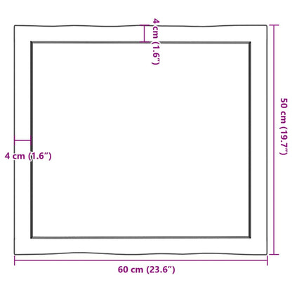 Stolní Deska Světle Hnědá 60X50X(2-4)Cm Ošetřený Dub Živá Hrana