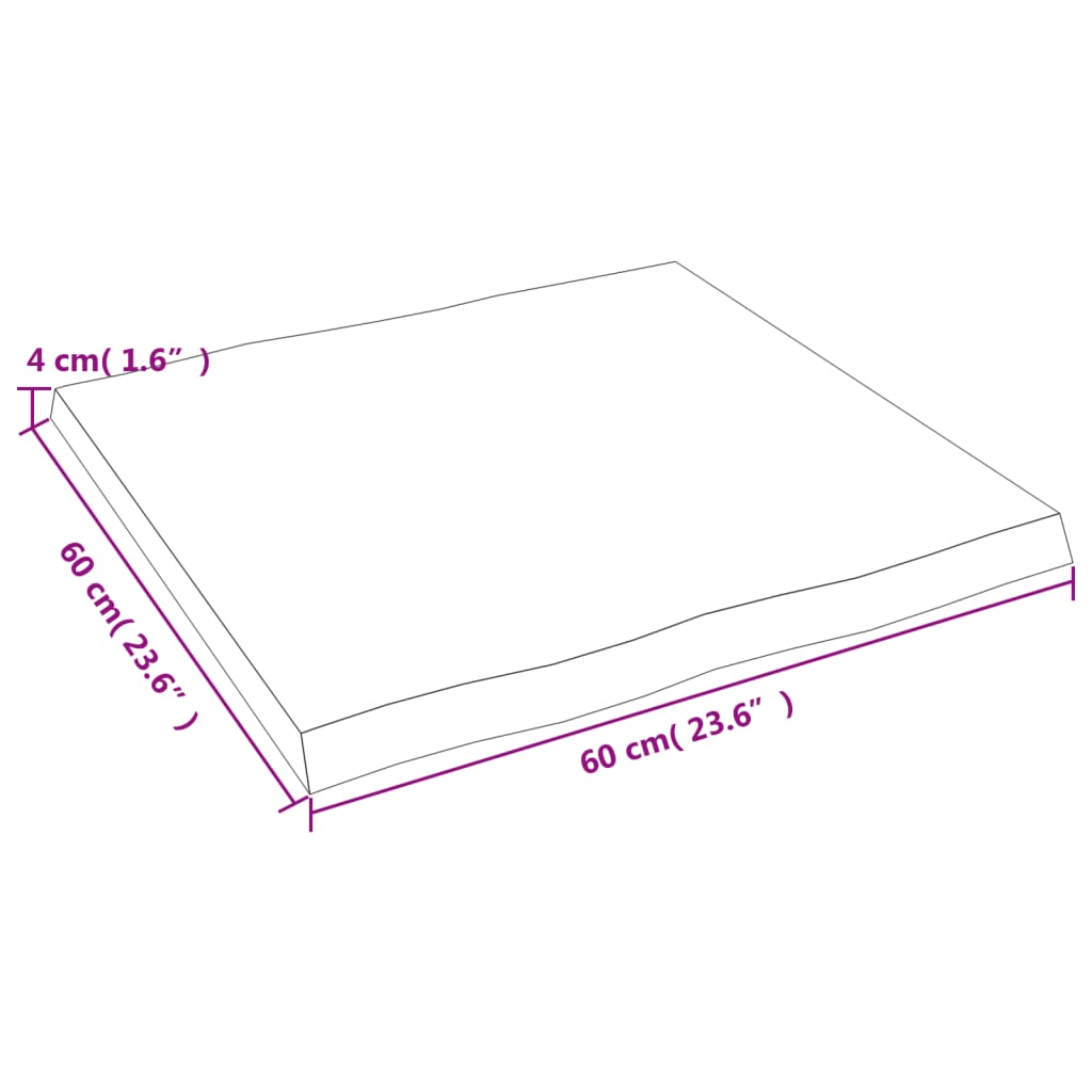 Stolní Deska Světle Hnědá 60X60X(2-4)Cm Ošetřený Dub Živá Hrana