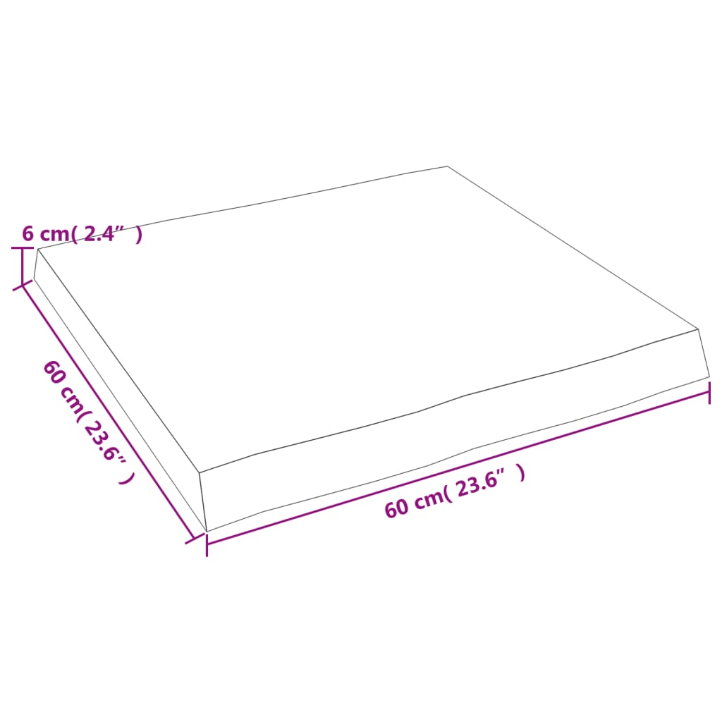 Stolní Deska Světle Hnědá 60X60X(2-6)Cm Ošetřený Dub Živá Hrana