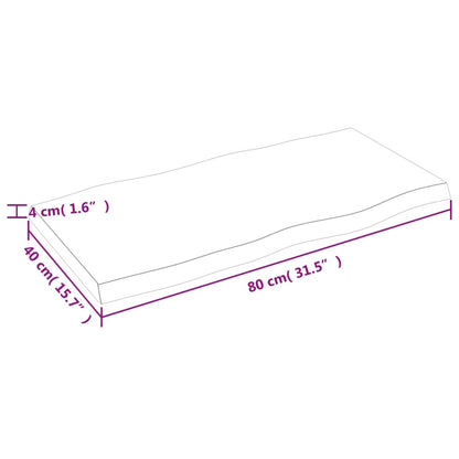 Stolní Deska Světle Hnědá 80X40X(2-4)Cm Ošetřený Dub Živá Hrana