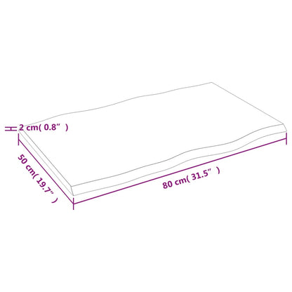 Stolní Deska Světle Hnědá 80X50X2 Cm Ošetřený Dub Živá Hrana