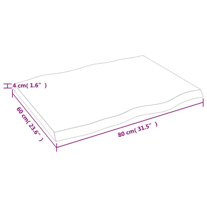 Stolní Deska Světle Hnědá 80X60X(2-4)Cm Ošetřený Dub Živá Hrana