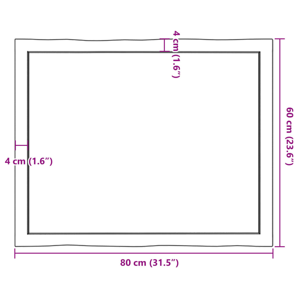 Stolní Deska Světle Hnědá 80X60X(2-4)Cm Ošetřený Dub Živá Hrana