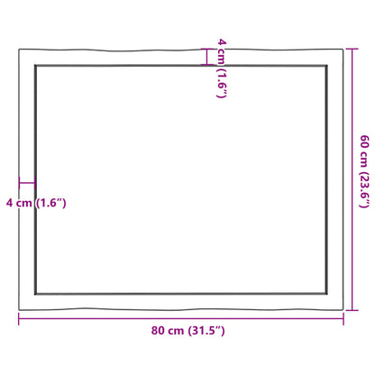 Stolní Deska Světle Hnědá 80X60X(2-4)Cm Ošetřený Dub Živá Hrana